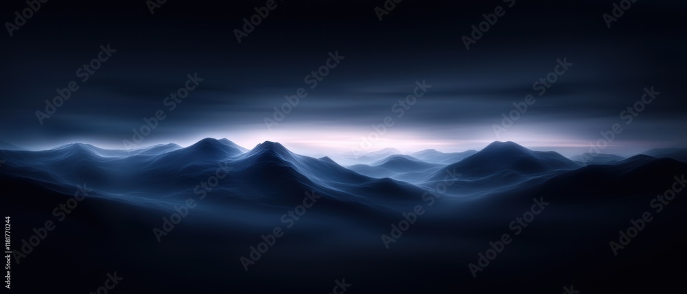 Wall mural a dark sky with mountains in the background