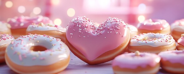 Heart-Shaped Donut with Pink Frosting.