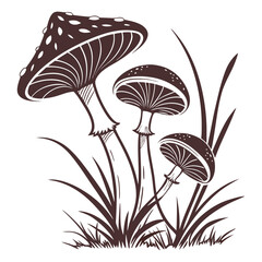 Obraz premium mushrooms silhouette on white background