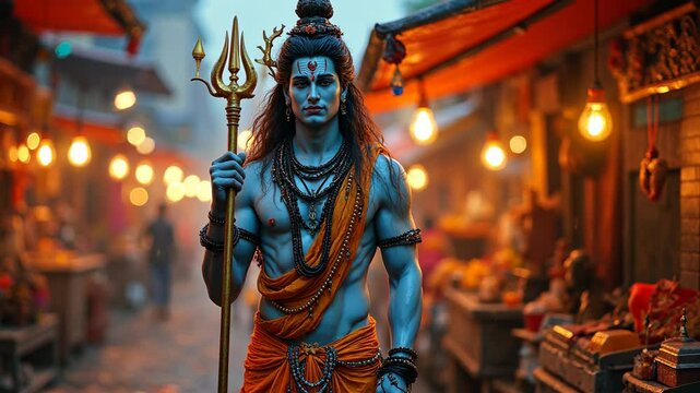 Maha Shivaratri Celebration in Indian City With Vibrant Markets and Festivities
