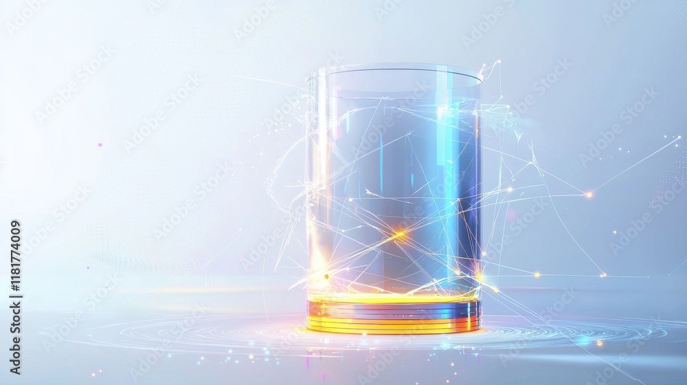 Poster dynamic geometric abstract composition of a glass digital studio 3d rendering modern environment clo