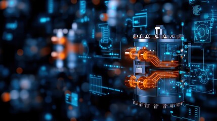 Advanced Technology Futuristic Energy System with Digital Interface