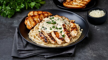 Grilled Chicken Pasta with Creamy Cheese Sauce - A Delicious and Easy Recipe for a Perfect Dinner