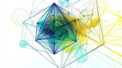 Dynamic geometric abstract composition digital art colorful visuals modern environment 3d viewpoint artistic innovation