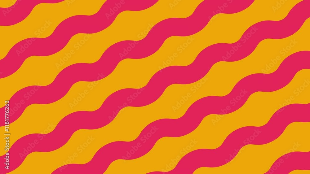 Poster animated flowing wave pattern background with pink and yellow colors