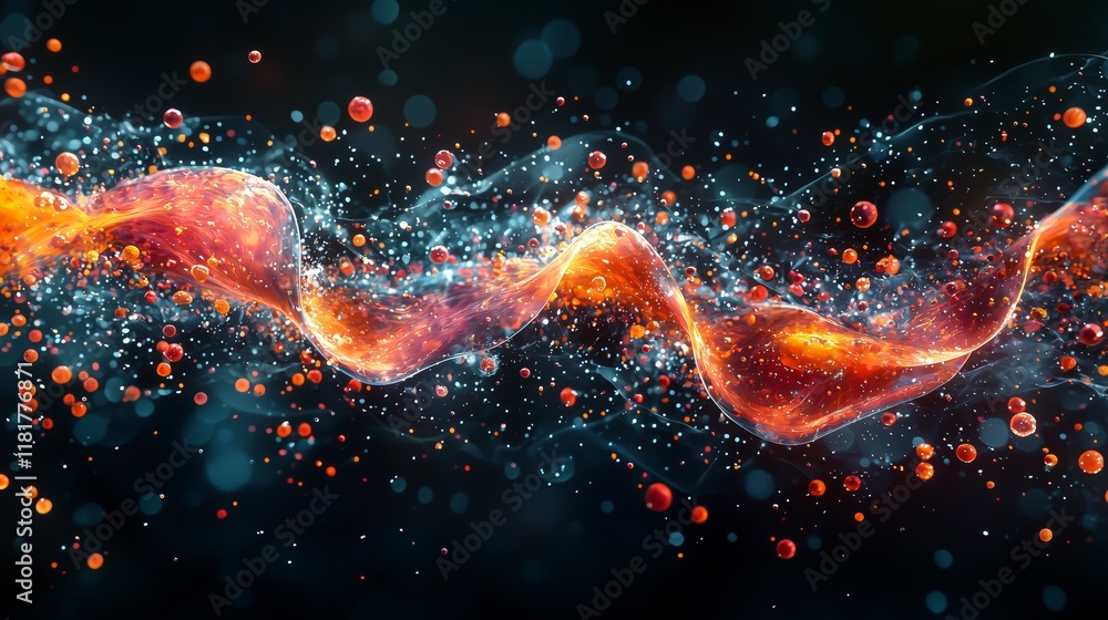 Aufkleber abstract colorful wave with particles and light effects in space