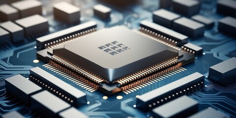 Fototapeta premium High-Performance Processor on Circuit Board - Advanced Technology Concept