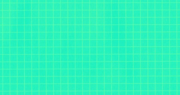 Exercise book grid raw medium green yellow cells move vertial. Crazy doodle grunge paper scan 4K 4096 pulsing stop motion blank background good for titles, intro, school, background, etc...