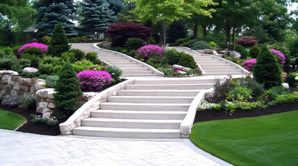 Elegant Garden Staircase Landscape Design