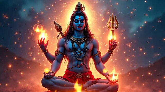 Maha Shivratri Celebration With Vibrant Lights Showcasing Lord Shiva's Divine Presence