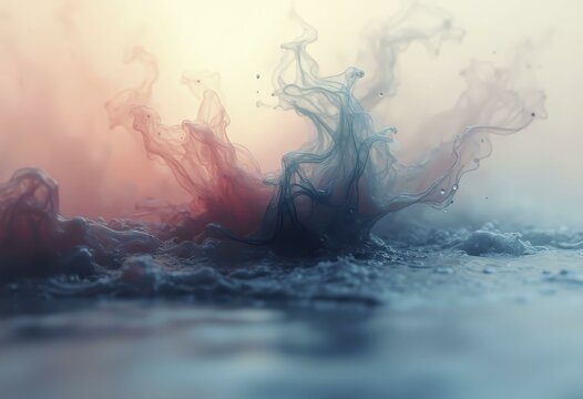 Slow flowing ink spreading in water, captured with soft lighting to create abstract fluidity and an alluring texture