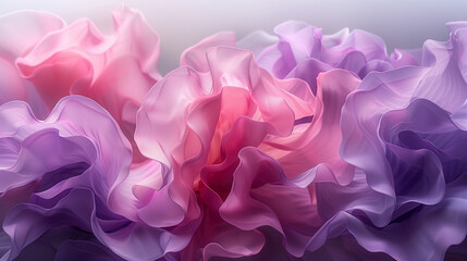 Fototapeta premium Abstract pink and purple fabric waves in soft light