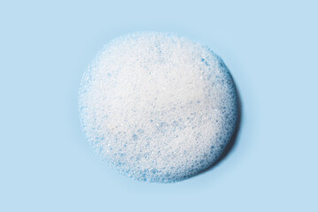 White foam sample on blue