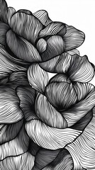 Intricate Black and White Floral Line Art Design for Wall Decor