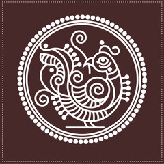 Indian Traditional and Cultural, Kolam, Rangoli, or Paisley vector line art. Bengal art India (2)