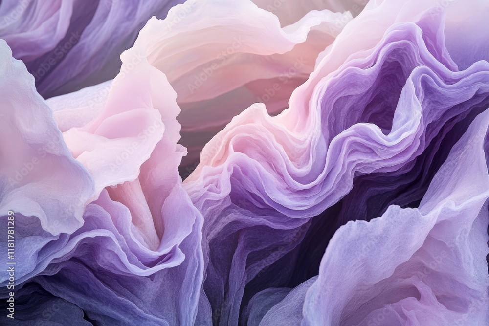 Poster mesmerizing abstract texture of soft lavender and pink waves evoking fluidity and elegance in gentle
