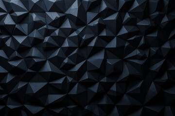 Obraz premium Dark geometric abstract with raised triangular shapes, matte finish, and soft shadows, creating a sleek and modern 3D textured pattern