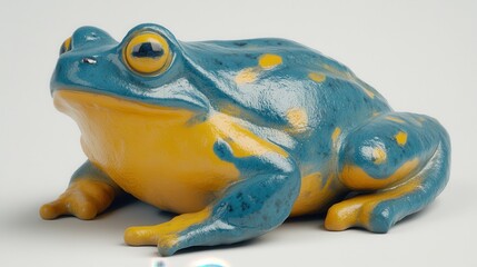 Obraz premium Colorful frog figurine studio decorative art indoor close-up artistic representation for home decor