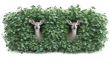 Deer observing from dense greenery forest clearing wildlife photography natural habitat close-up animal behavior