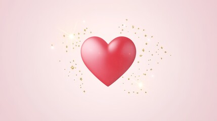 Heart Shape Pink Background Sparkles Romantic Love Illustration