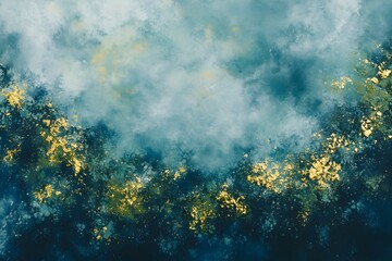 Obraz premium Teal Gold Abstract Art: Flowing Hues