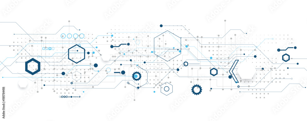 Poster Abstract computer circuit board, technology and science background