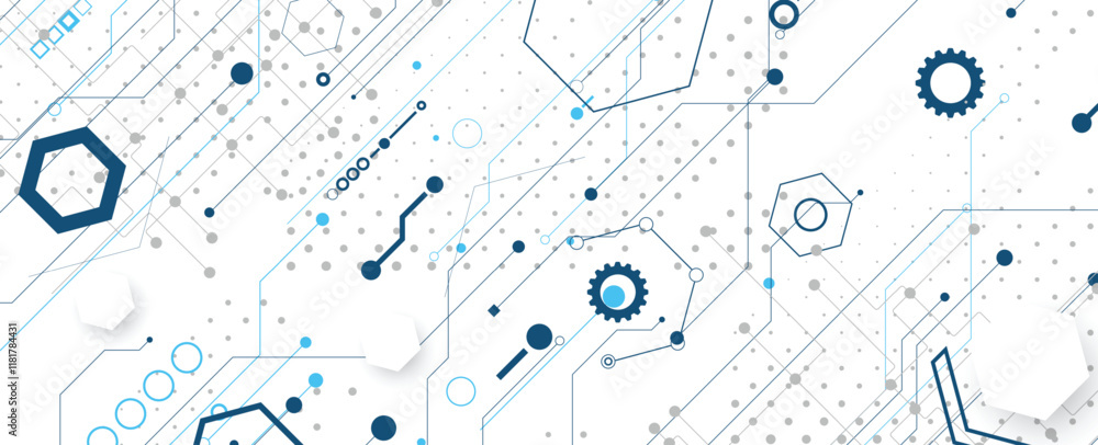 Poster Abstract computer circuit board, technology and science background