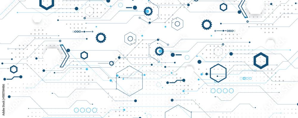 Poster Abstract computer circuit board, technology and science background