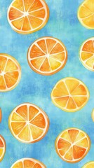 Obraz premium Colorful Citrus Slices Pattern, Vibrant Orange and Lemon Design, Fresh Fruit Art Print
