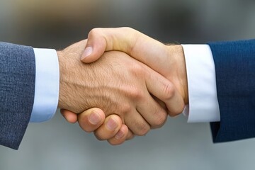 Two professionals shaking hands, symbolizing collaboration and agreement in a business environment.