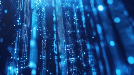 Obraz premium Abstract Digital Network: Blue Data Streams and Connections