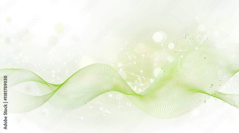 Poster dynamic green wave patterns abstract digital art modern design minimalist environment conceptual vie