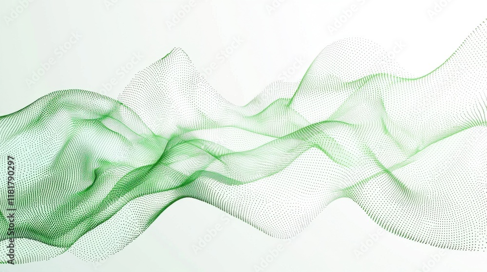 Poster dynamic green wave network visualization digital art abstract environment minimalist concept
