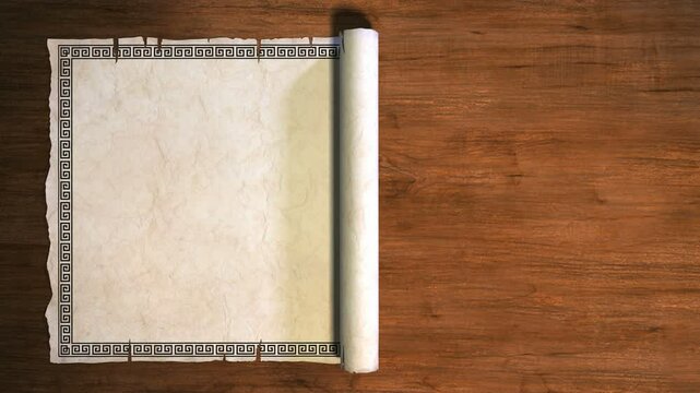 Old papyrus scroll opening HD with alpha chanel. 
