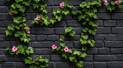 Rustic Black Brick Wall with Subtle Texture zz