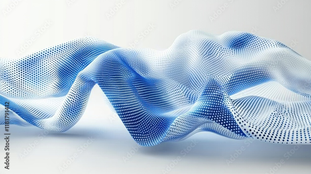 Poster dynamic wave pattern in blue abstract art digital design studio environment close-up view modern aes