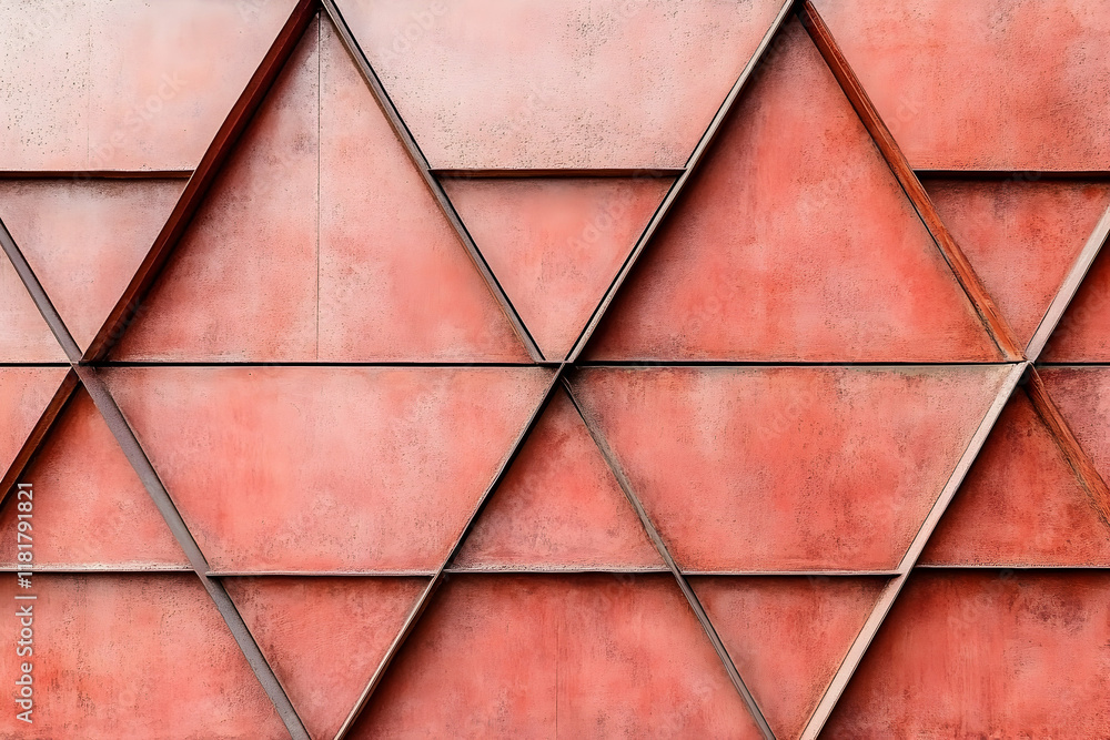 Poster abstract geometric texture of rusty red metal panels forming a triangular pattern. ideal for backgro