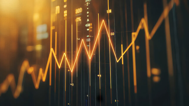 Abstract background of financial chart and graph in warm tones