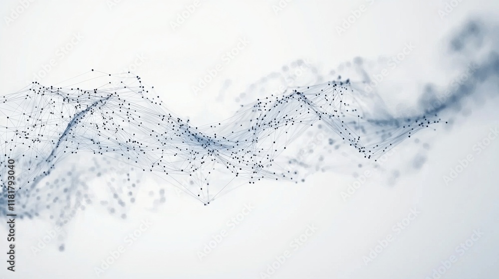 Poster dynamic wave network visuals abstract concept digital art minimalist environment close-up view moder