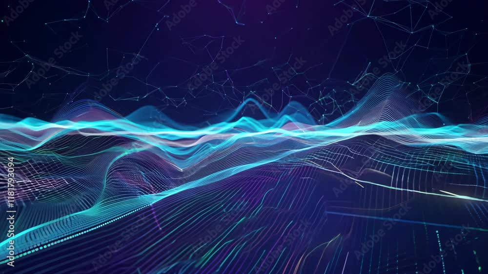 Poster futuristic technology background with abstract line patterns and digital energy