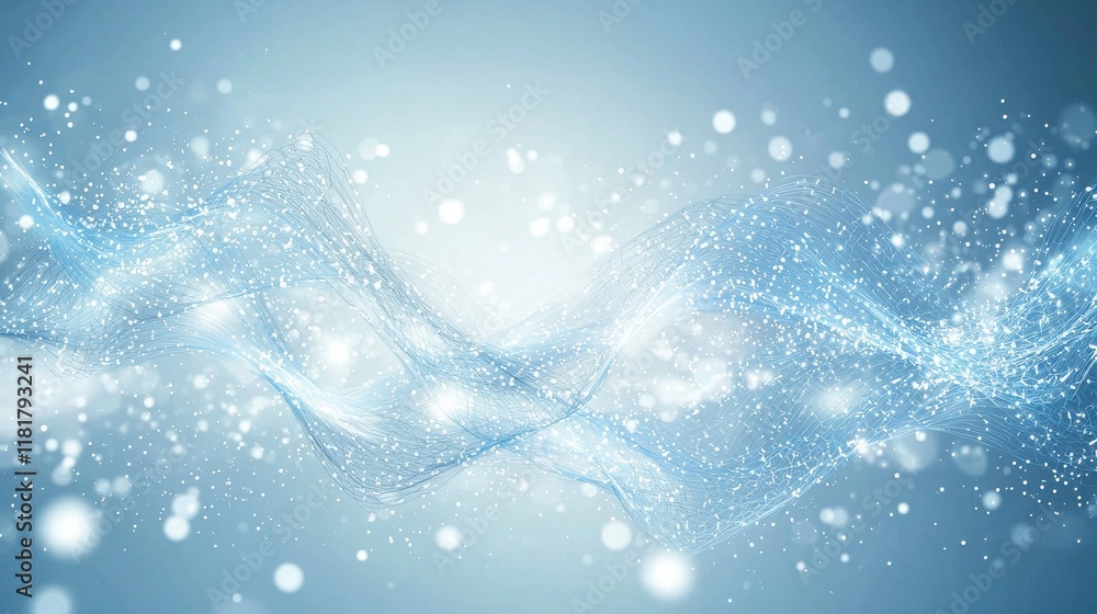 Poster dynamic abstract wave network in tranquil sky digital art serene environment futuristic concept