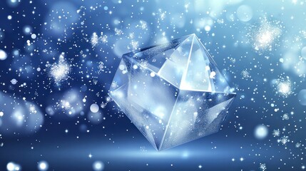 Obraz premium Winter Crystal: A Sparkling Blue Gemstone in a Snowy Scene