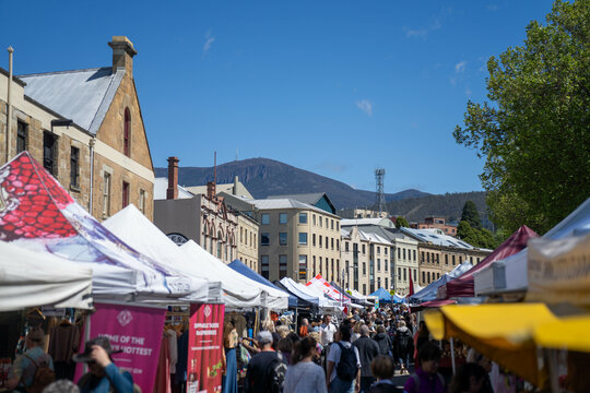 farmers market in a city hobart Market with tourists in australia