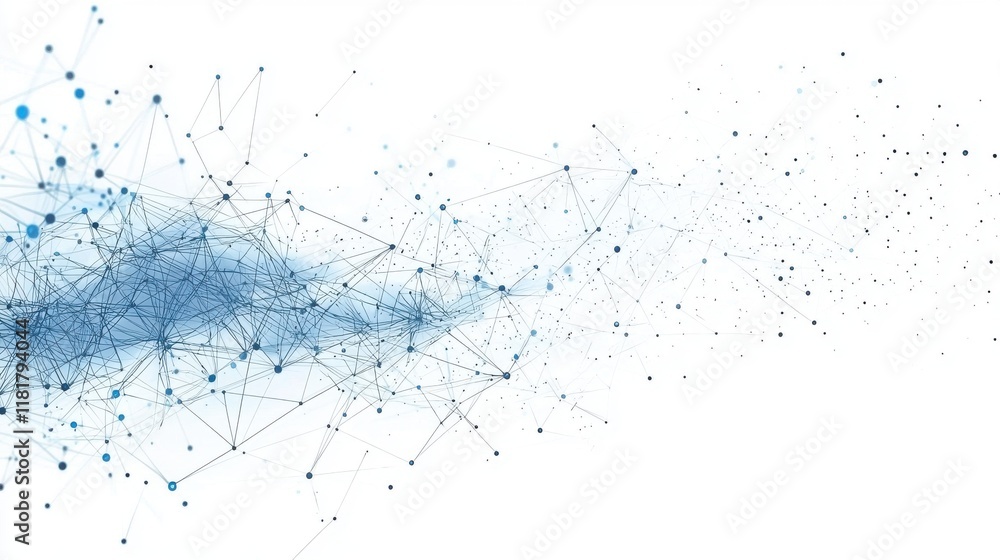 Poster dynamic dotted wave network in sky abstract art digital creation ethereal atmosphere bird's eye view