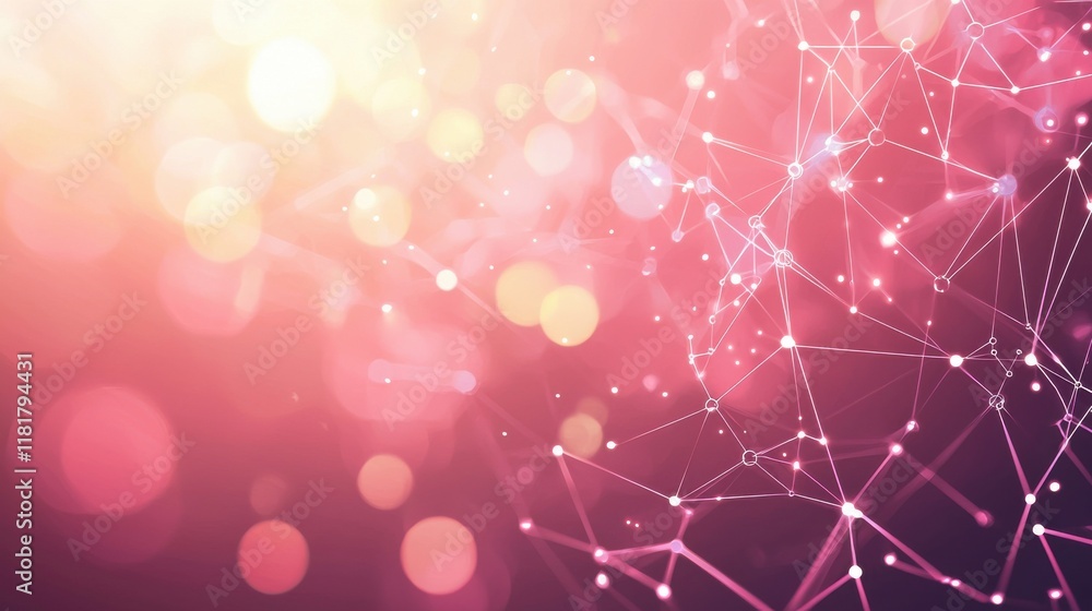 Poster dynamic abstract network waves in vibrant pink digital art modern technology creative environment vi