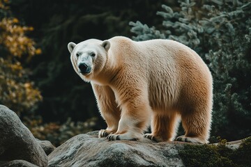 Polar bear roaming on rocky terrain in nature reserve wildlife photography chill environment