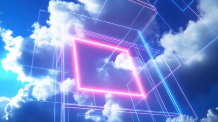 Fototapeta premium Neon Sky Geometry: Abstract Cloud Dreamscape