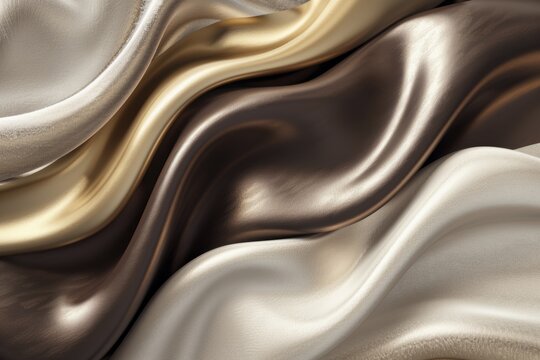 Elegant flowing liquid metallic texture in mocha brown for design projects