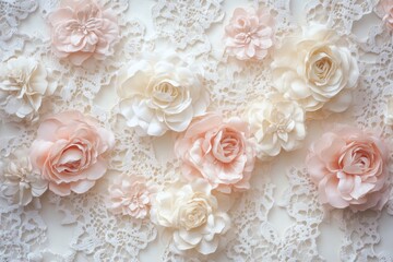 Romantic lace texture with soft blush and cream tones for wedding or vintage design