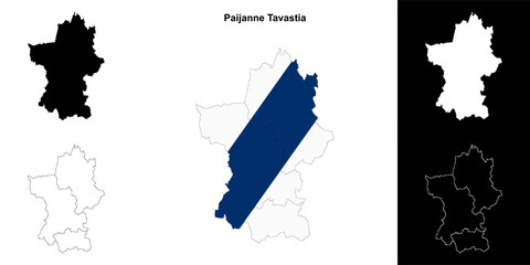 Paijanne Tavastia region outline map set